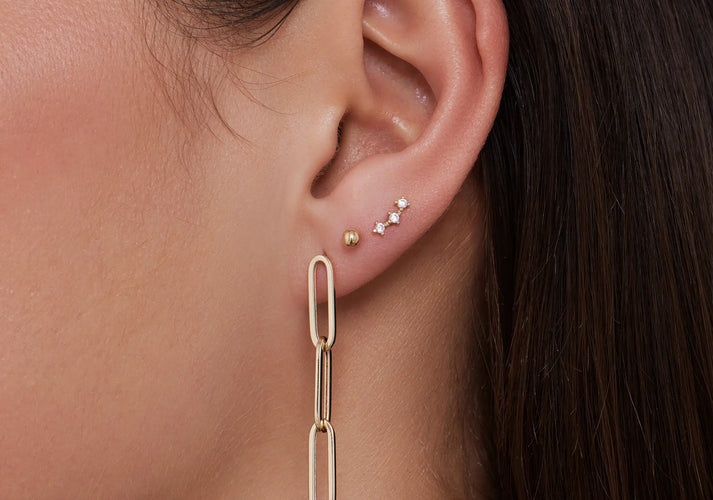 Tov Essentials Zirkonia Gebogen Trinity Oorknopjes 14 Karaat Goud