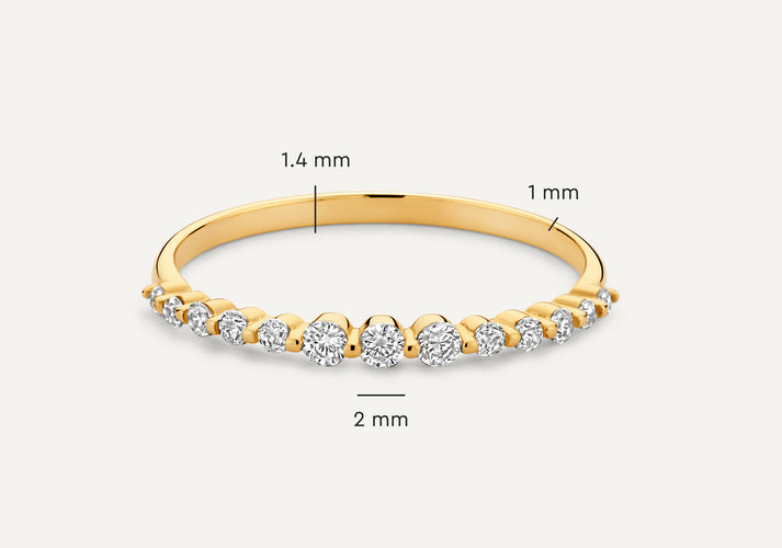 Tov Essentials Zirkonia Graduated Half Eternity Ring 14 Karaat Goud