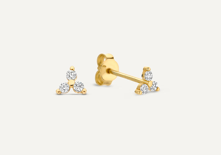 tov essentials Zirkonia Lotus Oorknopjes 14 Karaat Goud