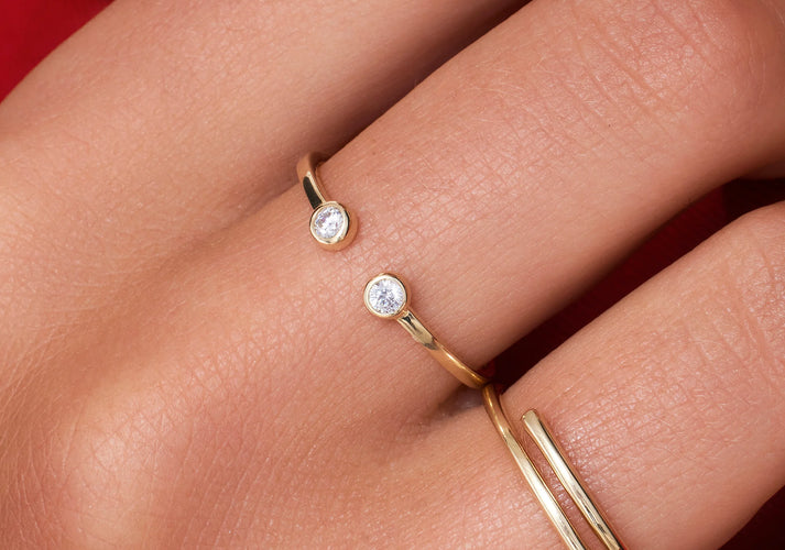 Tov Essentials Zirkonia Open Aanschuifring 14 Karaat Goud