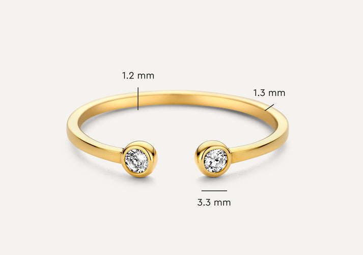 Tov Essentials Zirkonia Open Aanschuifring 14 Karaat Goud