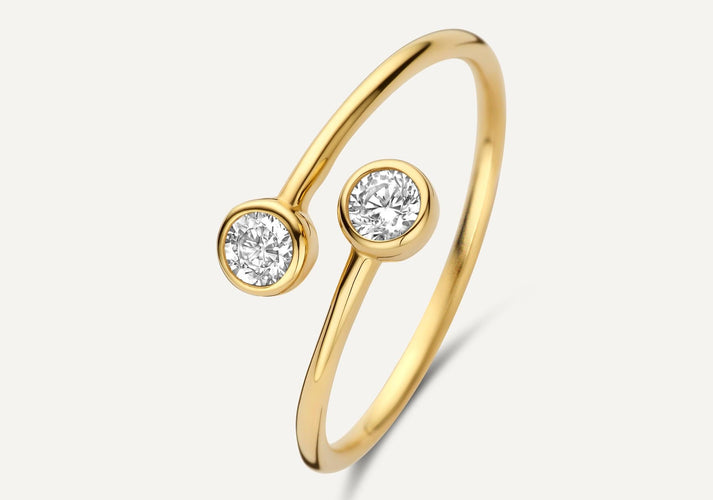 tov essentials Zirkonia Open Spiraal Ring 14 Karaat Goud