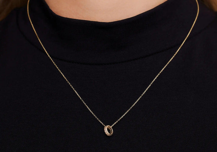 Tov Essentials Zirkonia Ring Pendant Ketting 14 Karaat Goud