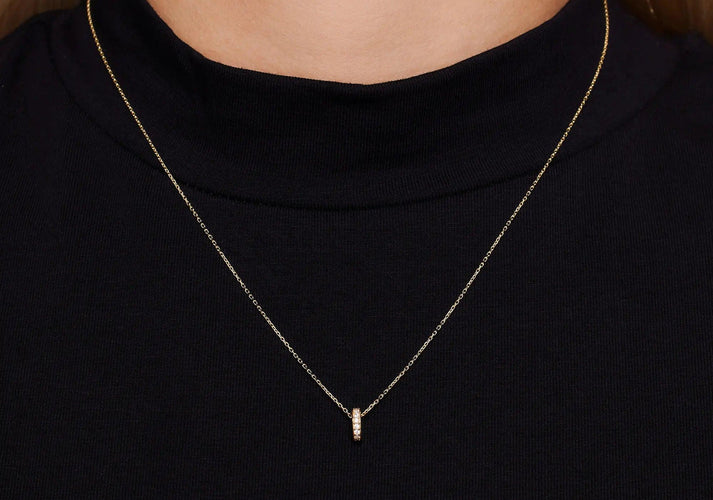 Tov Essentials Zirkonia Ring Pendant Ketting 14 Karaat Goud