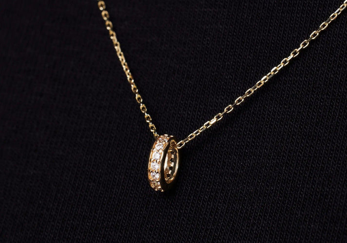 Tov Essentials Zirkonia Ring Pendant Ketting 14 Karaat Goud