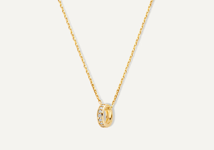 tov essentials Zirkonia Ring Pendant Ketting 14 Karaat Goud