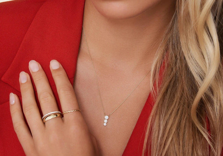 Tov Essentials Zirkonia Trilogie Pendant Ketting 14 Karaat Goud