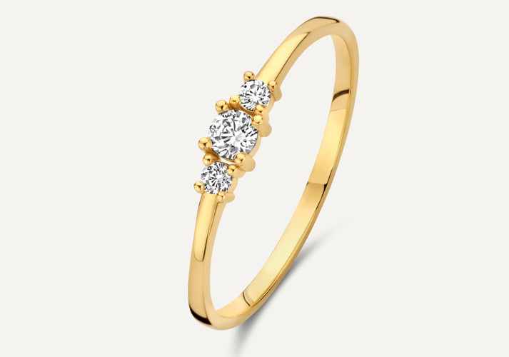 tov essentials Zirkonia Trilogie Ring 14 Karaat Goud