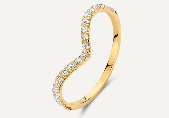 tov essentials Zirkonia Wishbone Ring 14 Karaat Goud