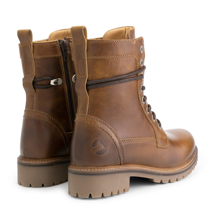 Travelin' Kvosted - Leren Veterboots - Dames - Cognac