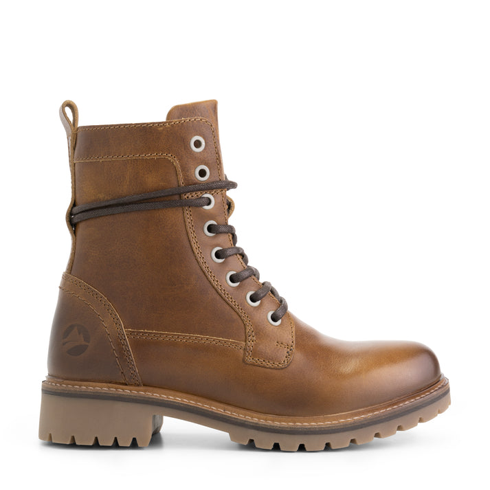Travelin' Kvosted - Leren Veterboots - Dames - Cognac