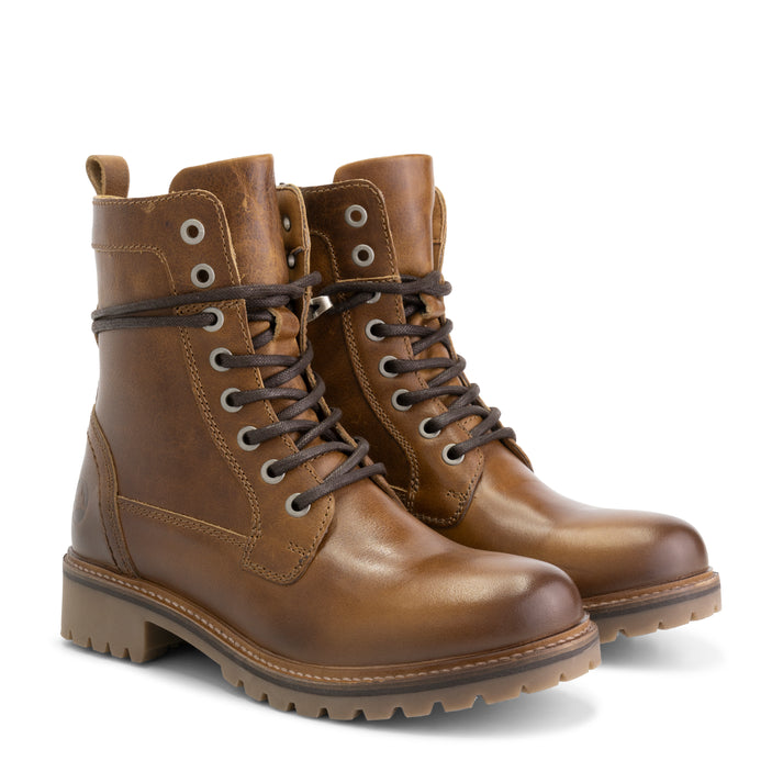 travelin' Kvosted - Leren veterboots - Dames - Cognac
