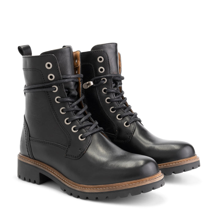 travelin' Kvosted - Leren veterboots - Dames - Zwart
