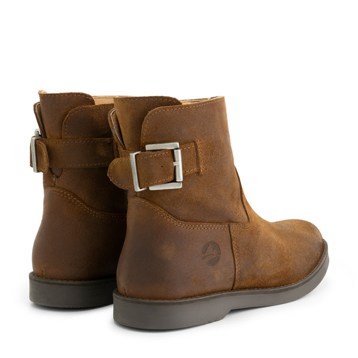 Travelin' Launay- Leren Enkellaarzen - Dames - Cognac