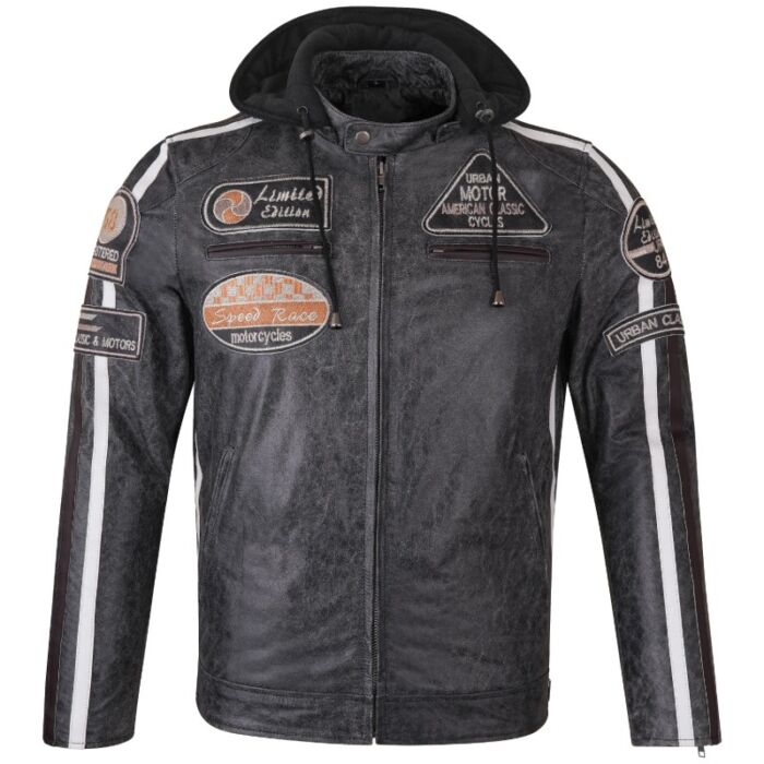 urban 5884 Fifty Eight Leren Heren Motorjas – Donker Grijs