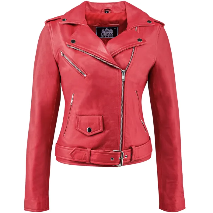 urban 5884 Alice Leren Dames Jas Rood