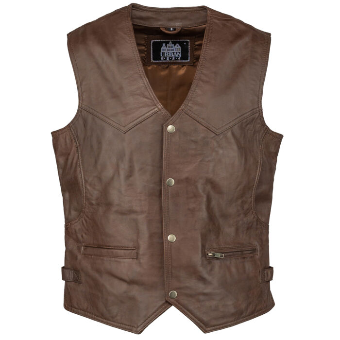 urban 5884 Billy Leren Heren Vest Bruin