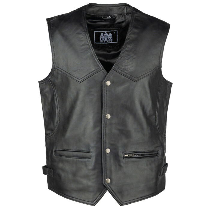 urban 5884 Billy Leren Heren Vest Zwart