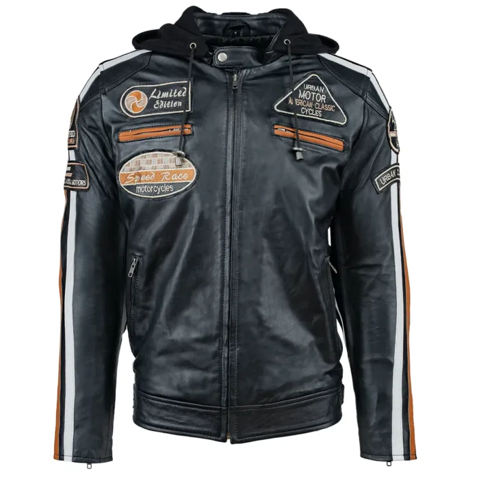 urban 5884 Fifty Eight Leren Heren Motorjas Zwart