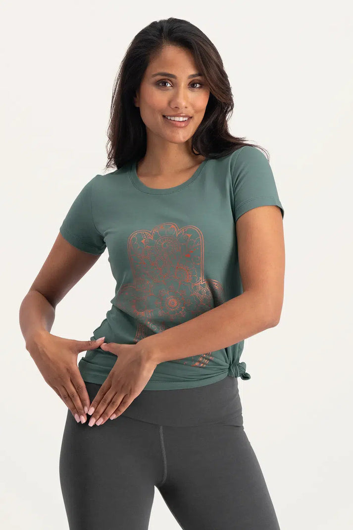urban goddess Hamsa Core Yoga Tee - Forest