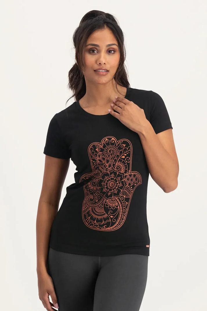 urban goddess Hamsa Core Yoga Tee - Onyx Black