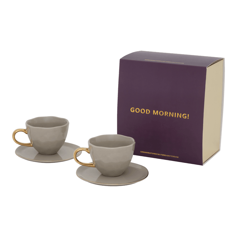 urban nature culture Good Morning Kopje Cappuccino/Tea and bord graymorn set of 4 in geschenkverpakking
