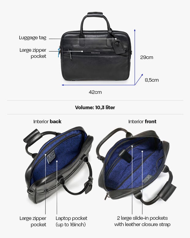 Van Bommel Office Sleeve Leer Zwart Zwart