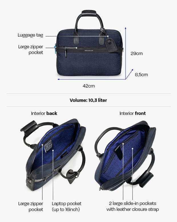 Van Bommel Office Sleeve Textiel Blauw Blauw