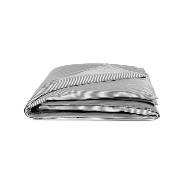 van morgen Dekbedovertrek Percal Katoen Grijs/Wit Gestreept