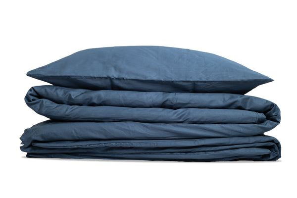 van morgen Dekbedovertrek - Katoen Satijn Steenblauw