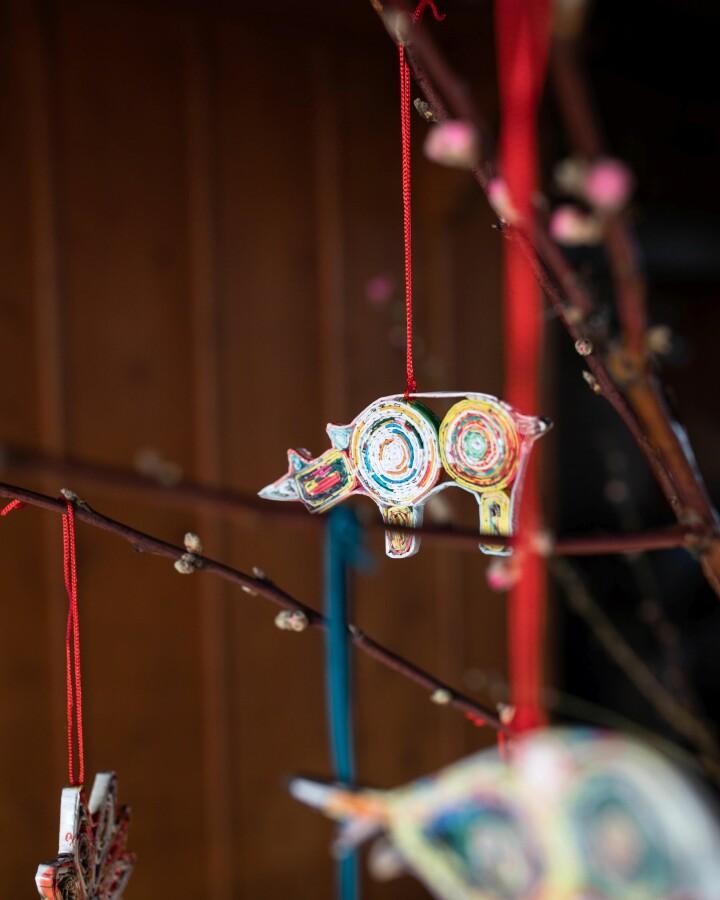 van verre Gerecyclede papieren hanger wild animals