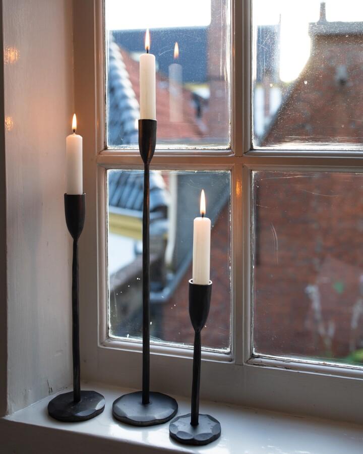 van verre kandelaar set van 3 zwart