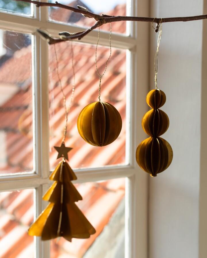 van verre Kerst bal messing goud