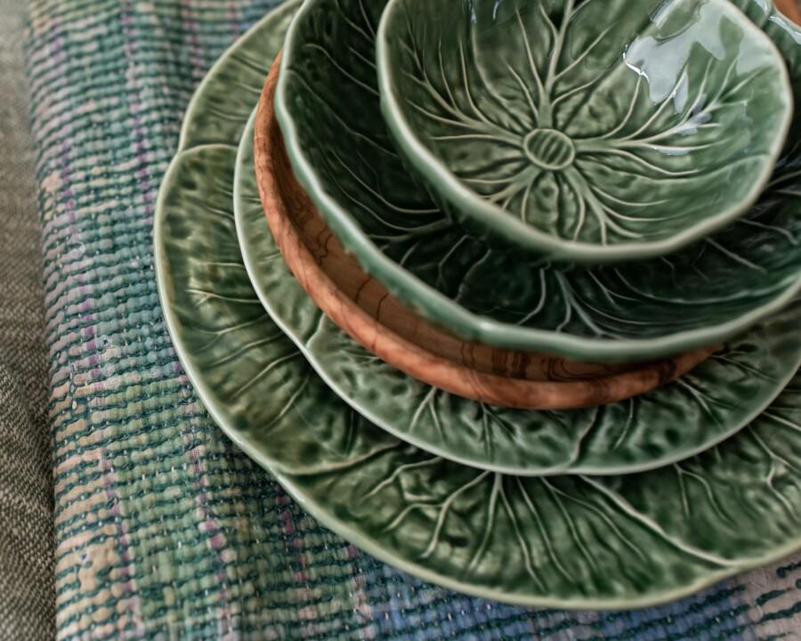 van verre Koolblad bord Ø31.5cm groen