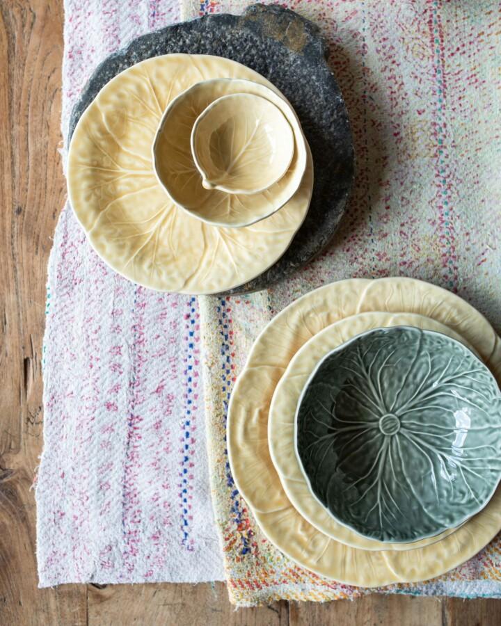 van verre Koolblad kom S Ø17.5cm olijfgroen