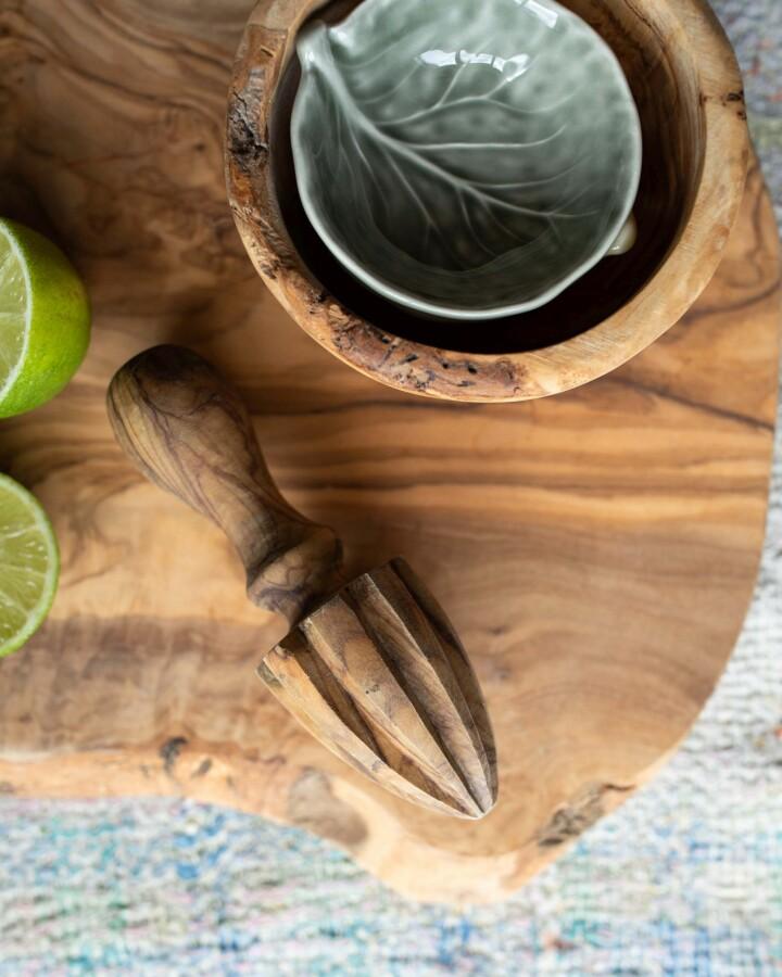 van verre Olijfhout citrus pers