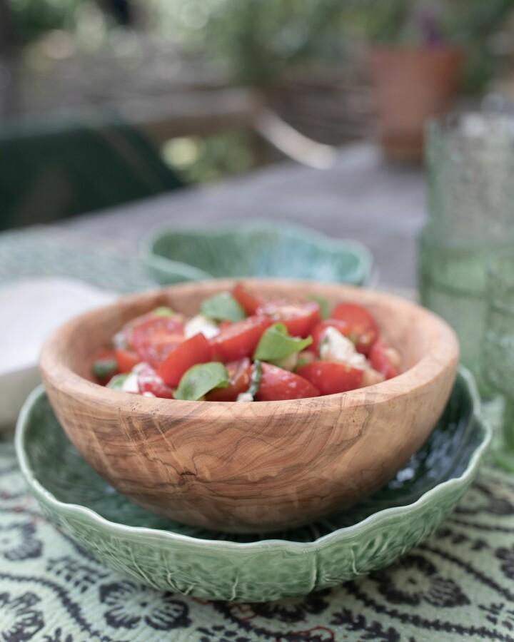 van verre Olijfhout kom XS 20-22 cm