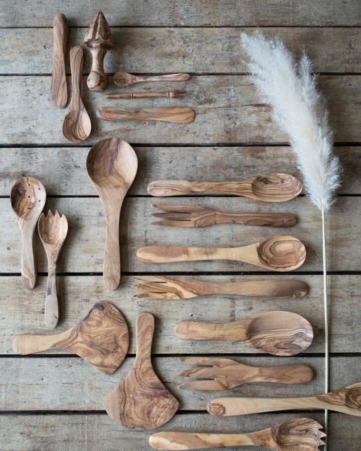 Van Verre Olijfhout Saladebestek Shorty 23 Cm