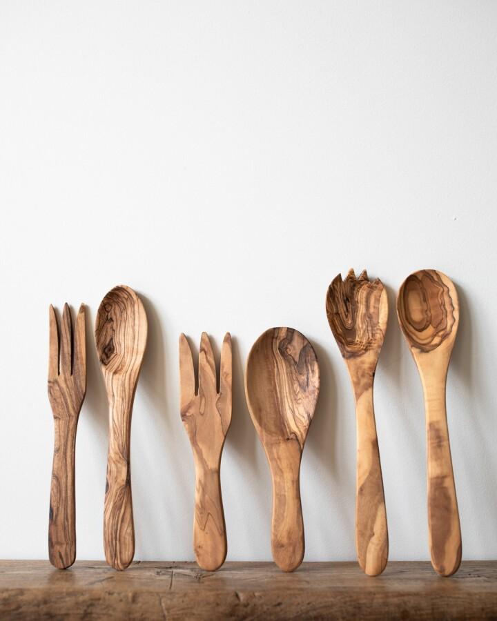 Van Verre Olijfhout Saladebestek Shorty 23 Cm