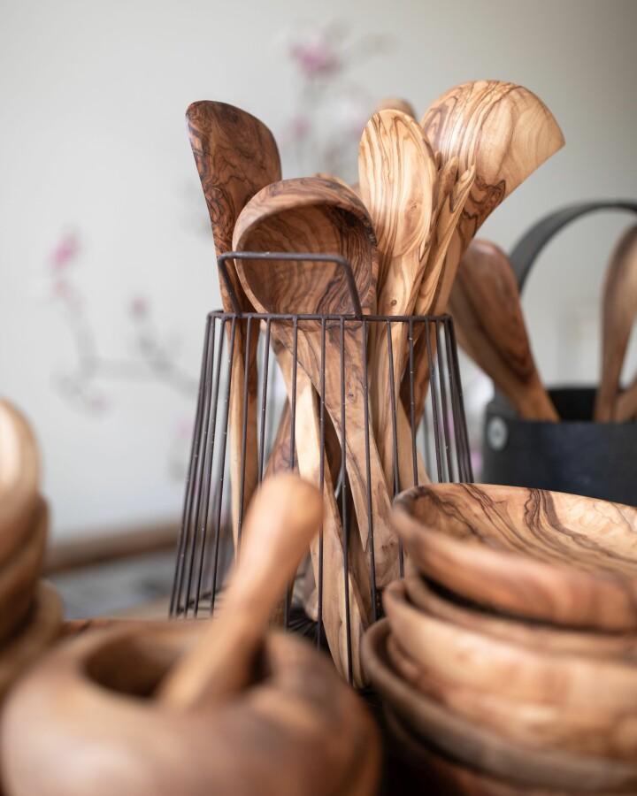 van verre Olijfhout saus lepel M 33cm