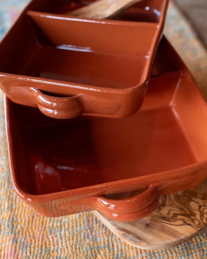 van verre Ovenschaal met handvat dubbel M