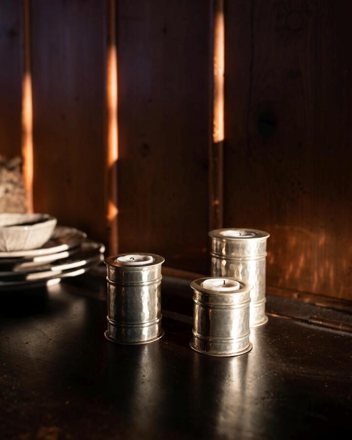 van verre Theelichthouder koper swan