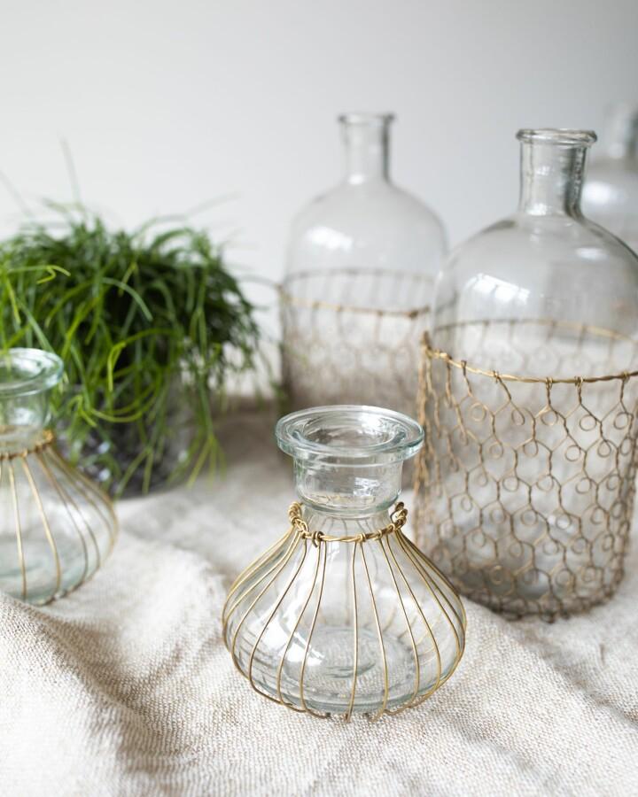 van verre vaas met messing klein