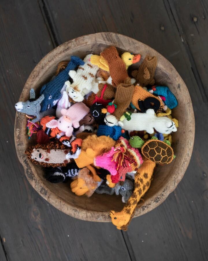 Van Verre Vingerpoppetje Dieren Met Baby