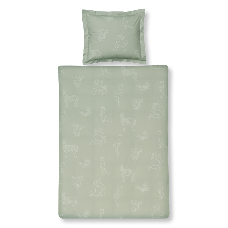 vandyck ANIMAL KIDS dekbedovertrek | pale olive sepia pink
