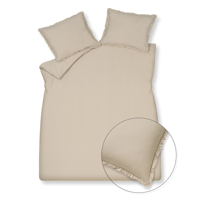 vandyck PURE 83 percale ruffle dekbedovertrekset | linen blush