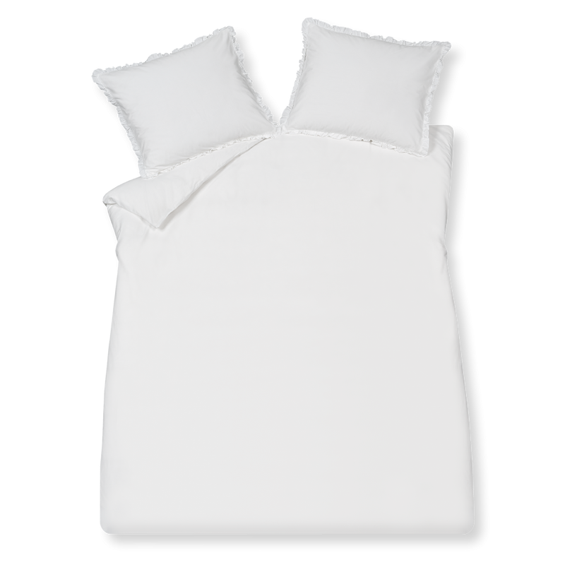 Vandyck PURE 83 Percale Ruffle Dekbedovertrekset | White Blush