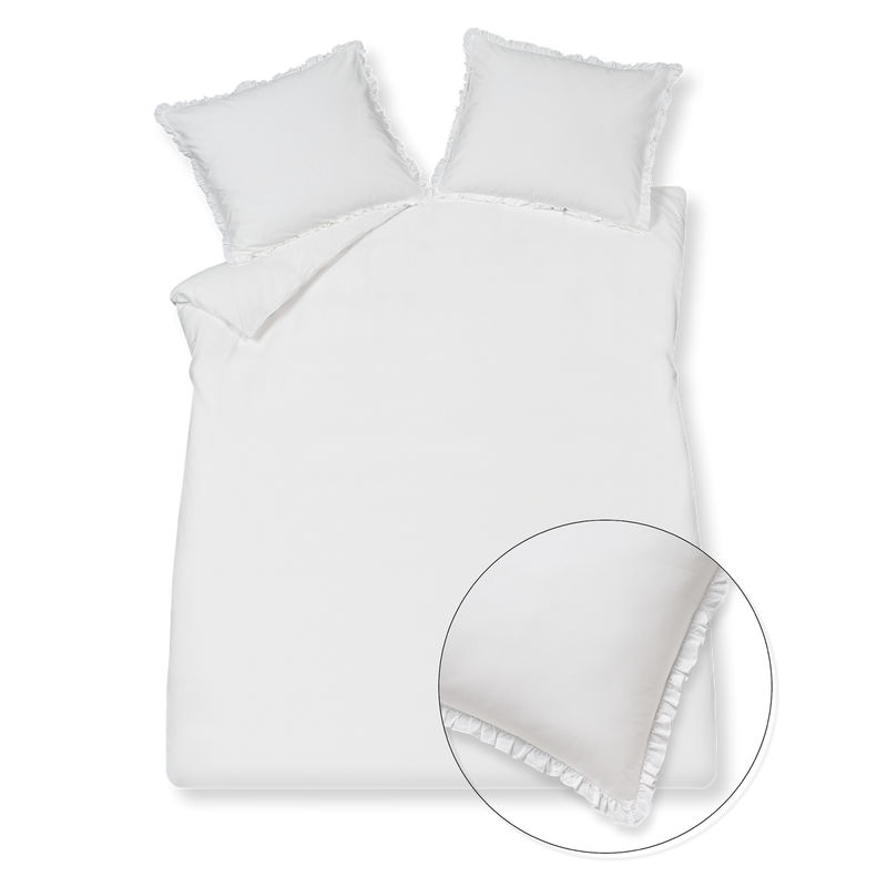 vandyck PURE 83 percale ruffle dekbedovertrekset | white blush