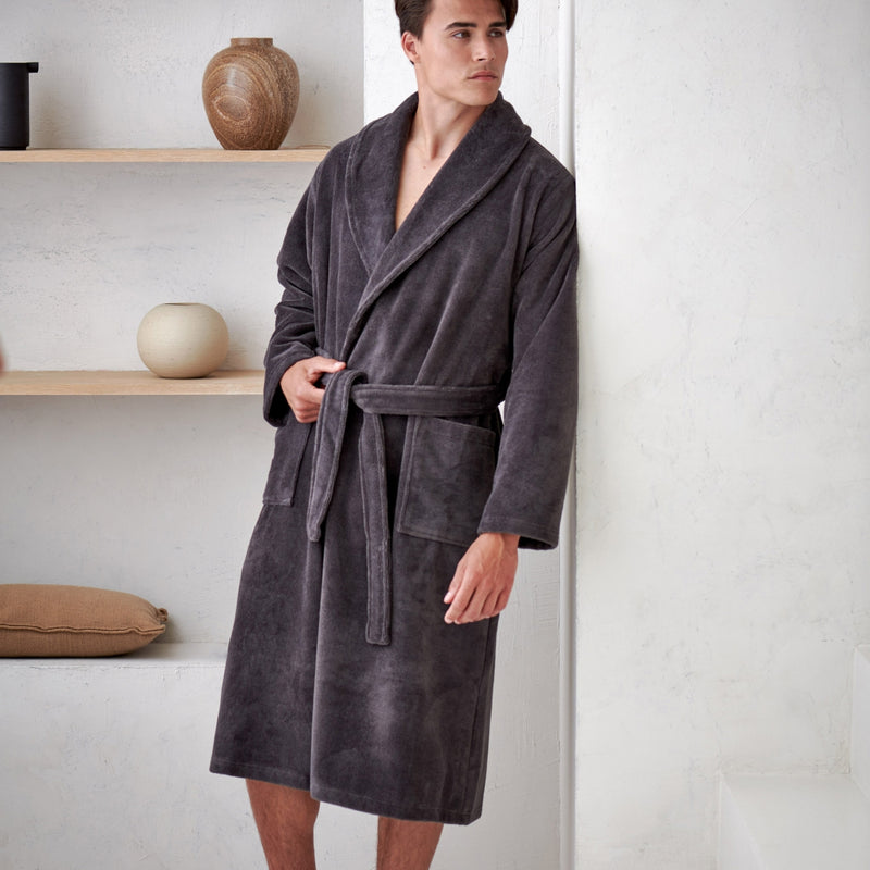 Vandyck BEAUMONT Badjas | Anthracite Burgundy