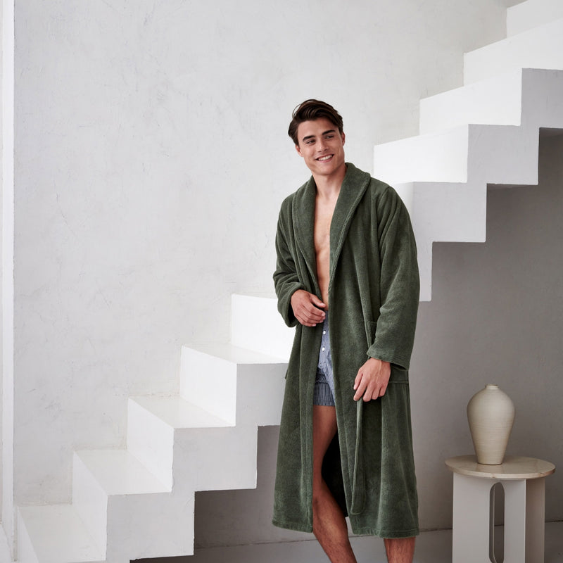 Vandyck BEAUMONT Badjas | Sage Green Burgundy